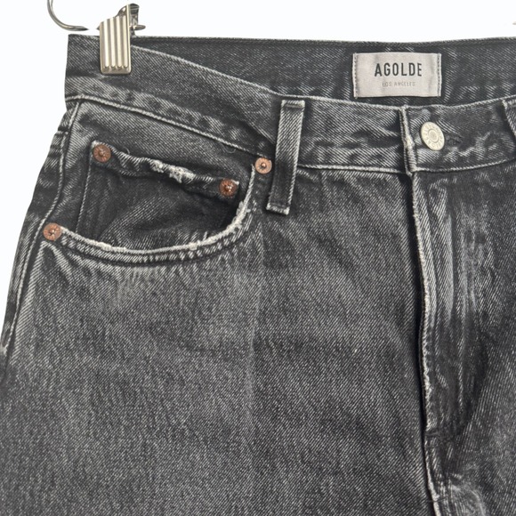 Agolde Womens 27 Low-Rise Lyle Relaxed Straight-Leg Jeans In Washed Black Denim - Picture 4 of 11